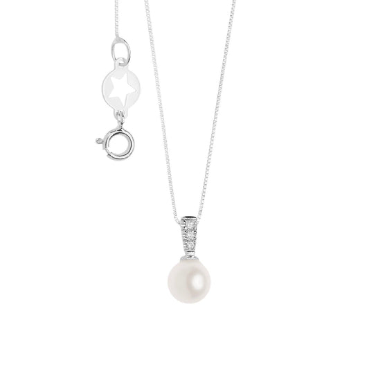 Collana donna Comete Perle Acquadolce Evergreen con perla 5 mm e diamanti 0,01 GLP622-1