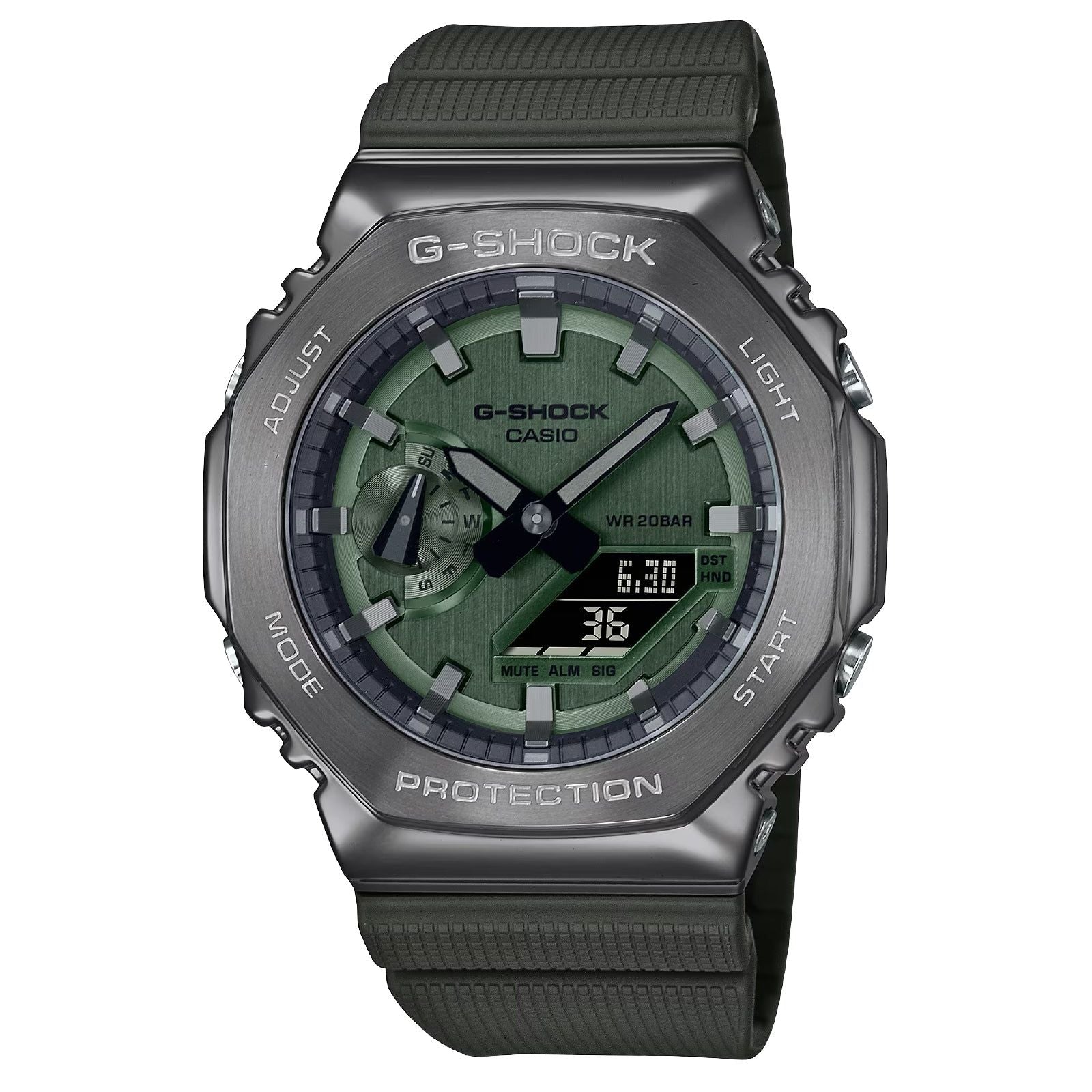 Orologio digitale analogico uomo Casio G-Shock resina verde 49x44mm GM-2100B-3AER-1