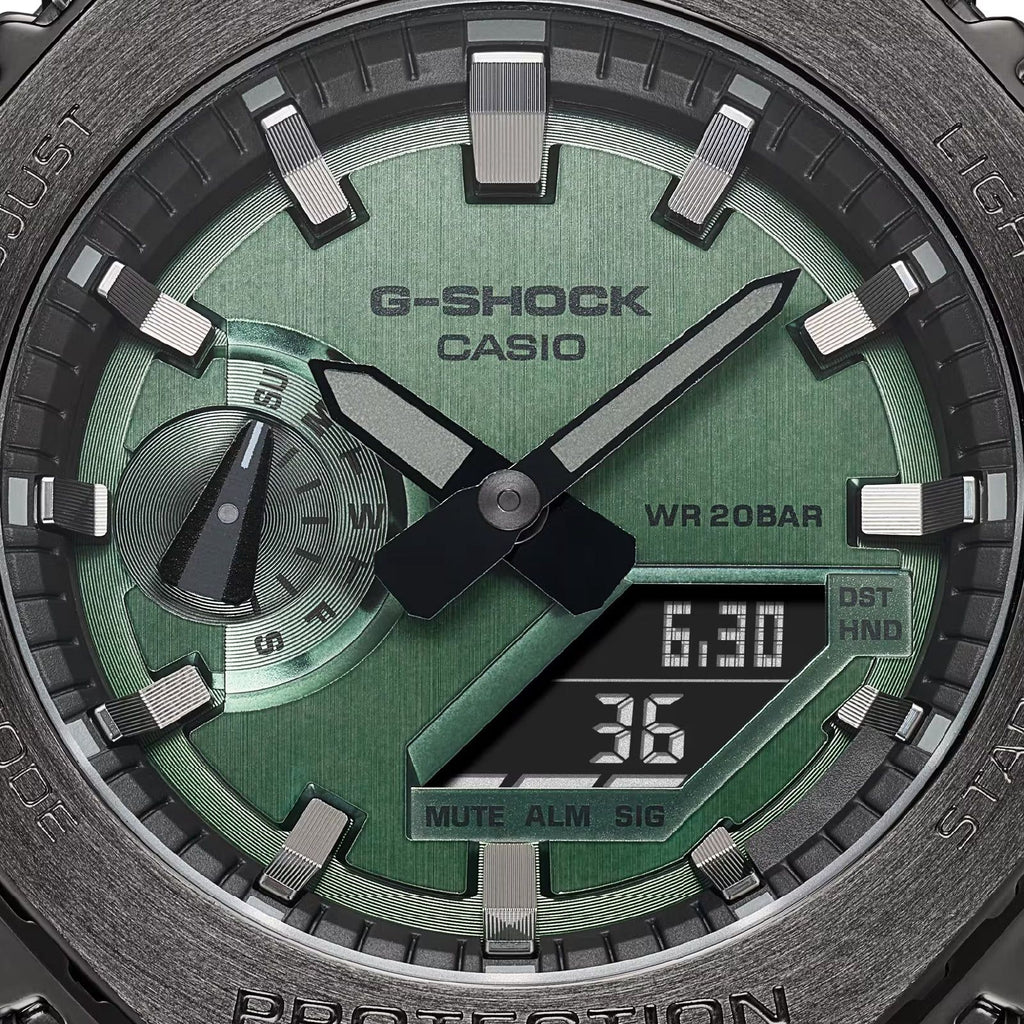 Orologio digitale e analogico da uomo Casio G-Shock con cassa 49x44mm e cinturino in resina di colore verde GM-2100B-3AER