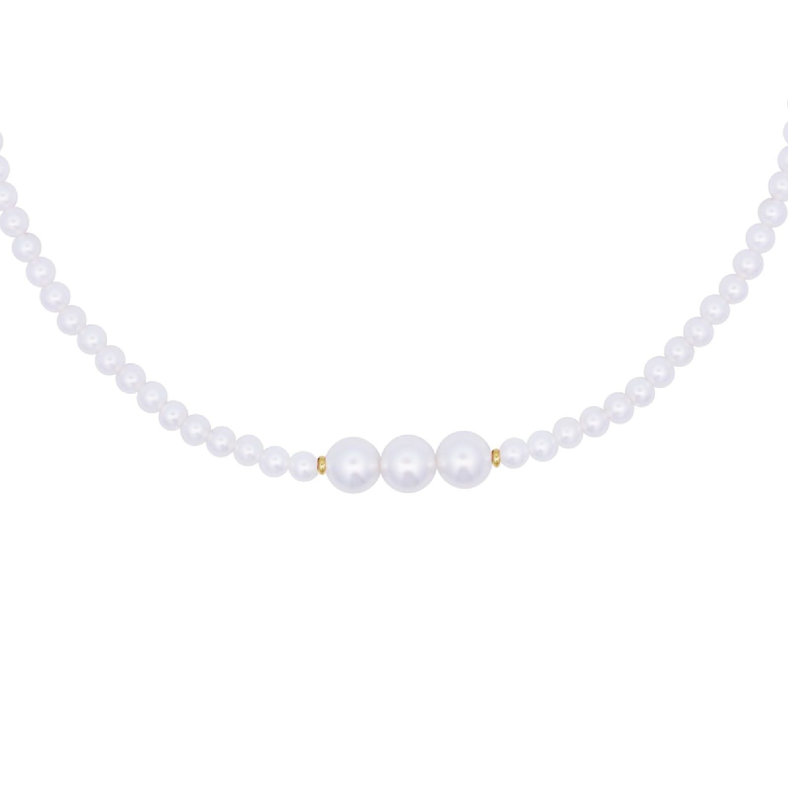 Girocollo elastico donna Rue Des Mille WhiteSide in argento con perle GR-019-M3-AU-1