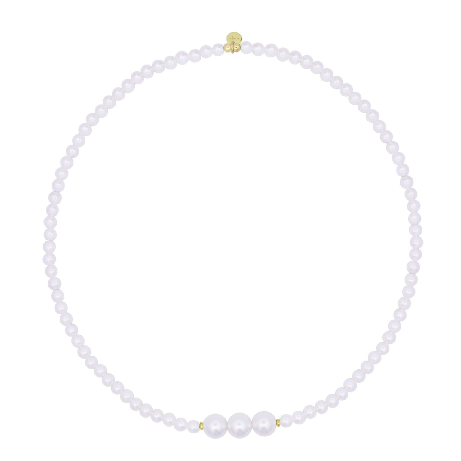 Girocollo elastico donna Rue Des Mille WhiteSide in argento con perle GR-019-M3-AU-2