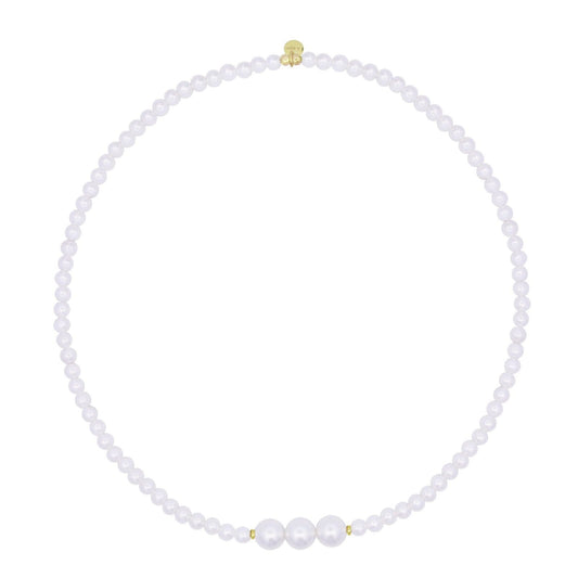 Girocollo elastico donna Rue Des Mille WhiteSide in argento con perle GR-019-M3-AU-2