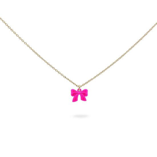 Collana donna Rue Des Mille Candy Bow in argento dorato con fiocco fucsia GR-022-M1-V-AU-1