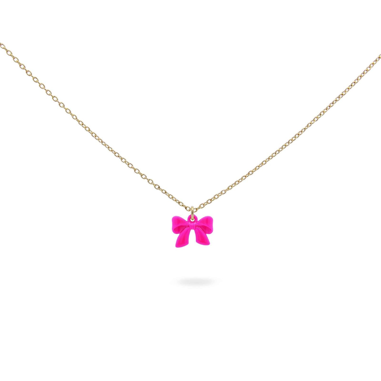 Collana donna Rue Des Mille Candy Bow in argento dorato con fiocco fucsia GR-022-M1-V-AU-1