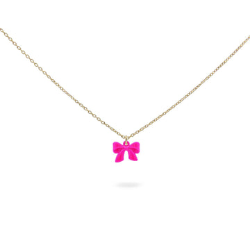 Collana donna Rue Des Mille Candy Bow in argento dorato con fiocco fucsia GR-022-M1-V-AU-1