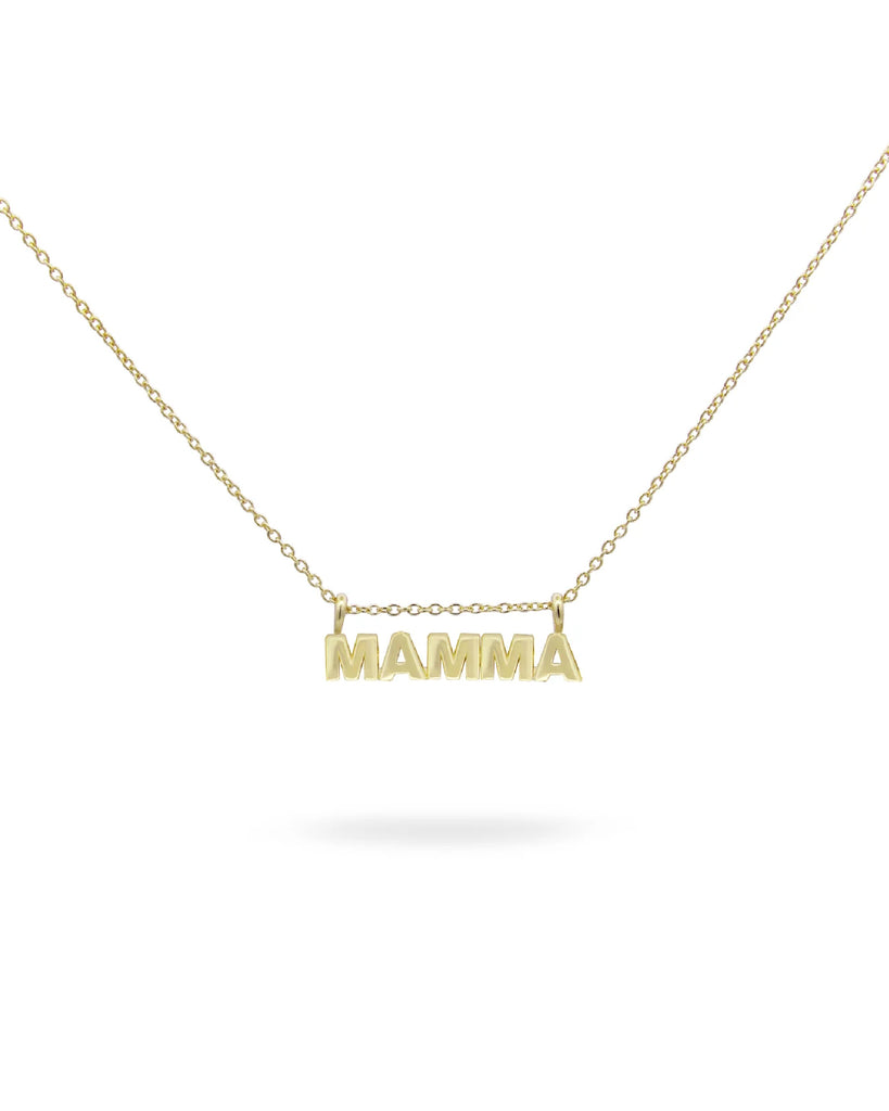 Collana da donna Rue Des Mille Mum Selection in argento 925 dorato con al centro la scritta mamma GR-022.MAMMA.AU