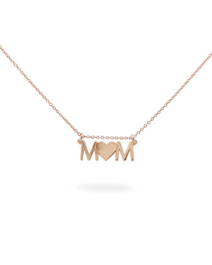 Collana da donna Rue Des Mille Mum Selection in argento 925 rosé con al centro la scritta mom con cuore GR-LAS.MOM