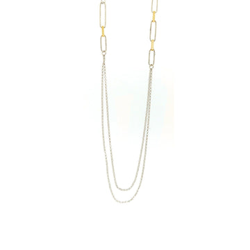 Collana lunga donna Fraboso Gioielli argento maglie ovali piccole oro e doppia catena GR10508BP-1
