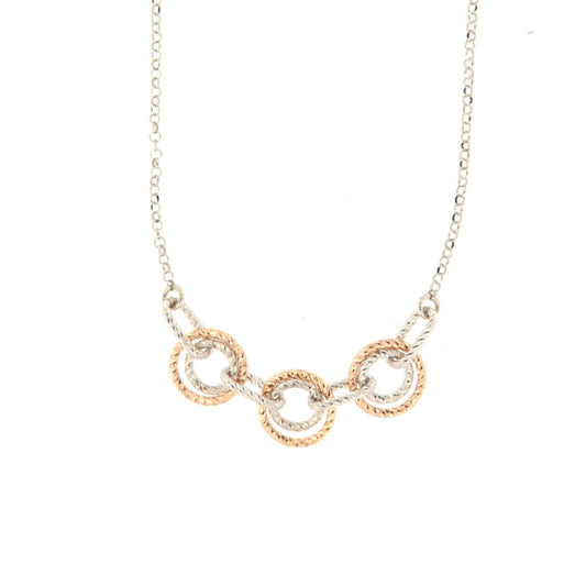 Collana girocollo donna Fraboso Gioielli argento maglie tonde oro rosa GR10548BC-1