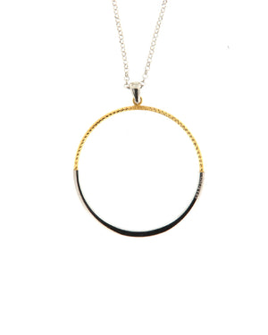 Collana con pendente Fraboso Gioielli da donna in argento 925 con cerchio bicolor sfaccettato oro giallo GR10574BPCR70