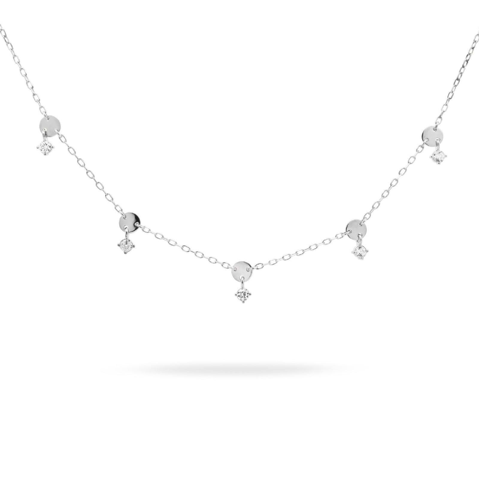 Collana donna Rue Des Mille Shapes in argento cerchi e ciondoli di zirconi GRZ-020-M3-RH-1
