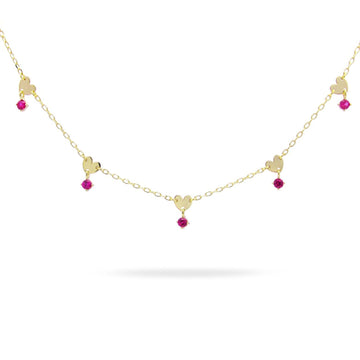 Collana donna Rue Des Mille Shapes in argento oro cuore e zirconi rossi GRZ-020-M3-SV-AU-1