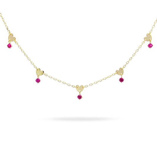 Collana donna Rue Des Mille Shapes in argento oro cuore e zirconi rossi GRZ-020-M3-SV-AU-1