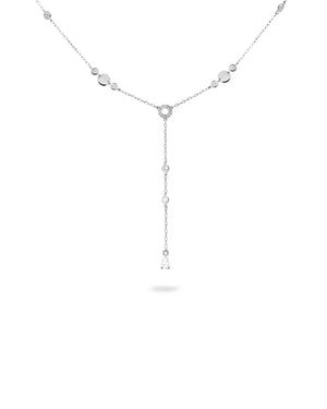 Collana rosario da donna Rue Des Mille Shapes in argento 925 con cerchi e zirconi bianchi GRZ-020.M7.RH