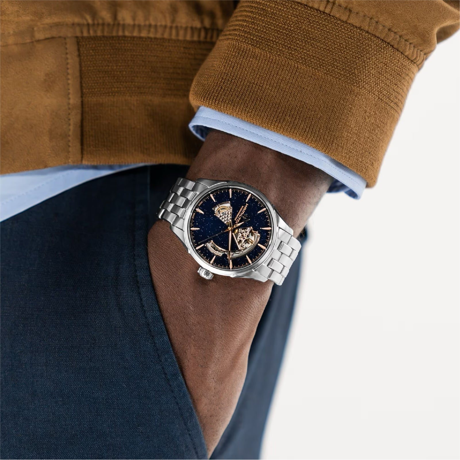 Orologio automatico donna Hamilton in acciaio quadrante blu