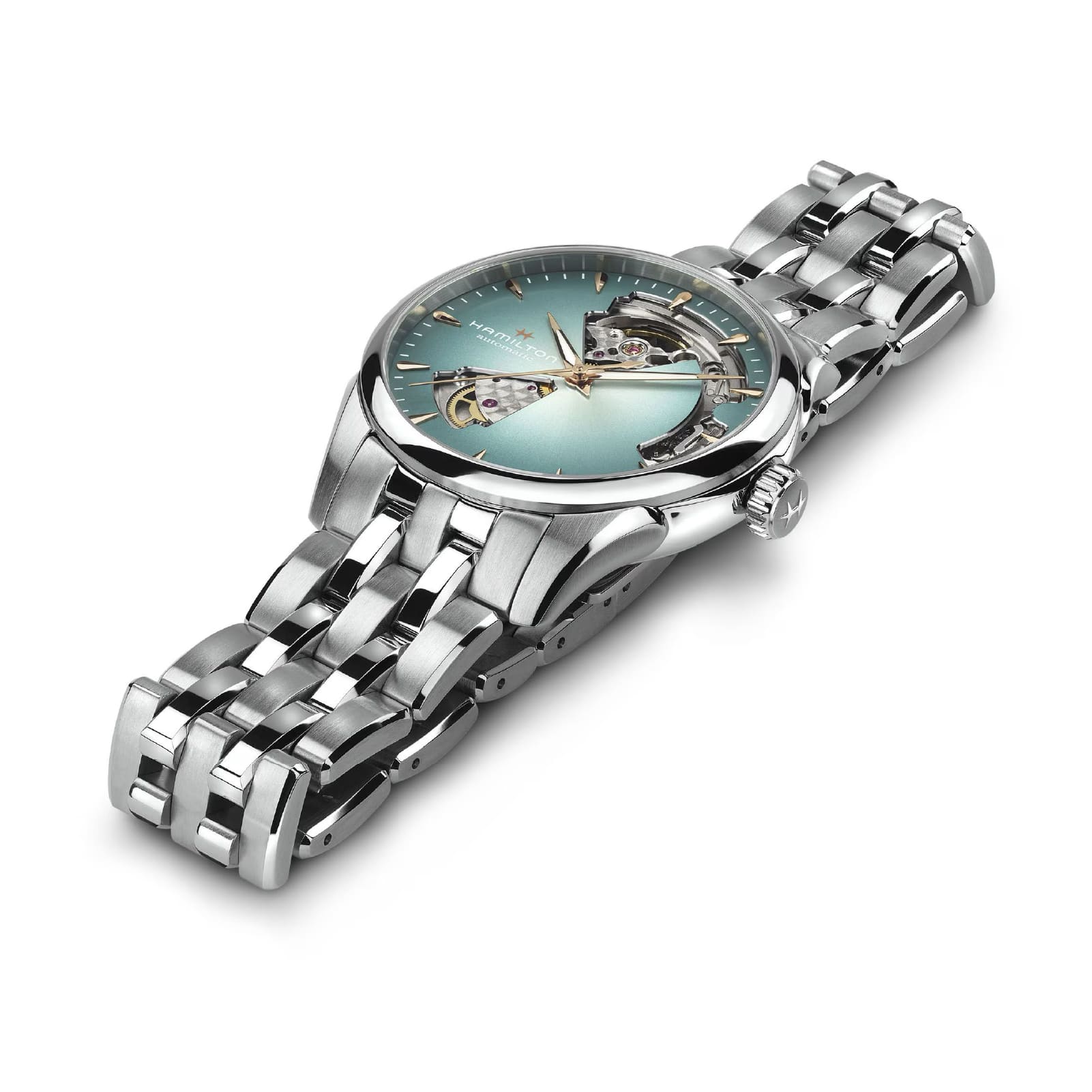 Orologio Hamilton Jazzmaster Open Heart Auto 36 mm azzurro MISURA UNICA