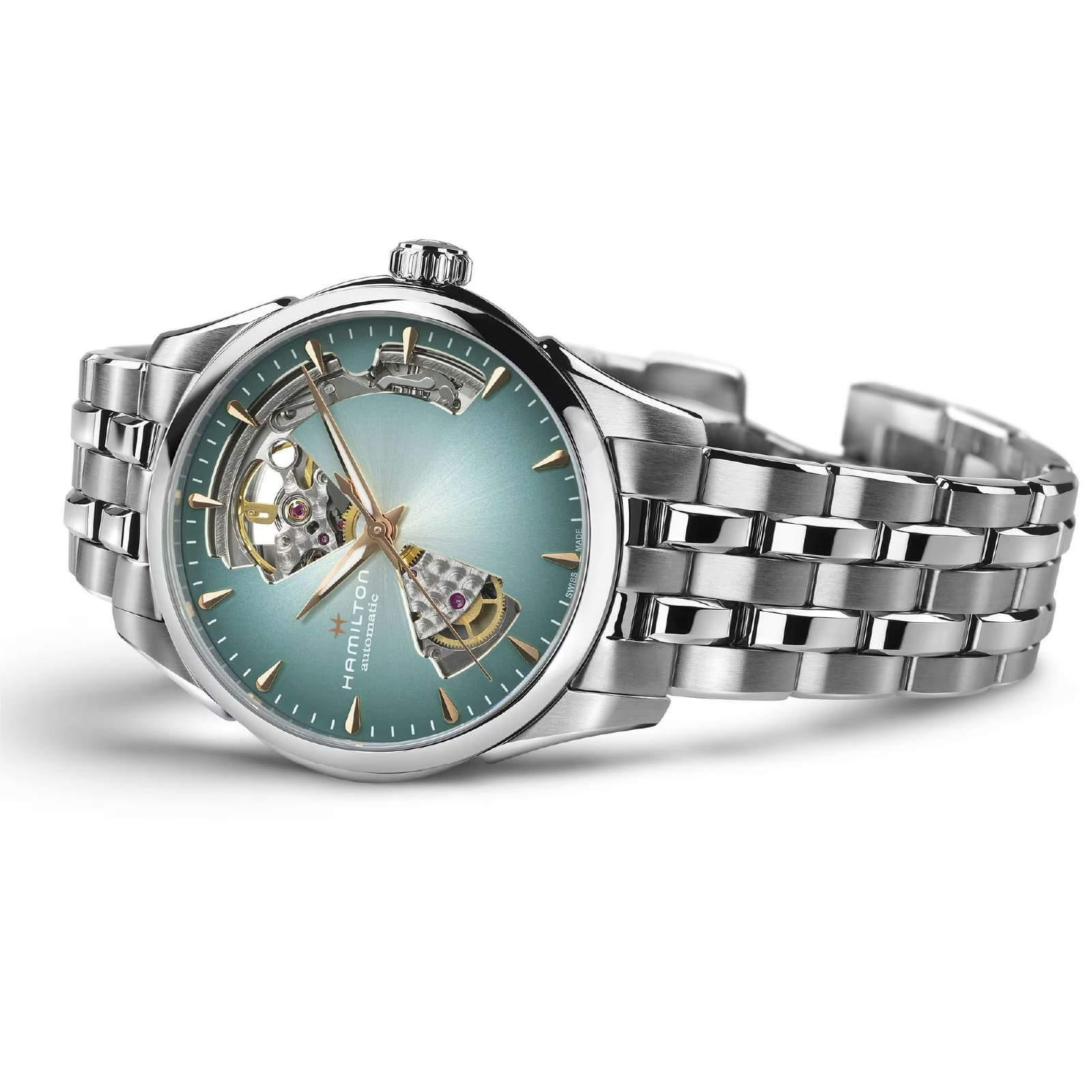Orologio Hamilton Jazzmaster Open Heart Auto 36 mm azzurro MISURA UNICA