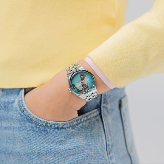 Orologio Hamilton Jazzmaster Open Heart Auto 36 mm azzurro MISURA UNICA