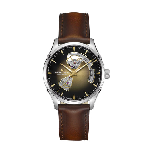 Orologio Hamilton Jazzmaster Open Heart cinturino marrone 40mm MISURA UNICA