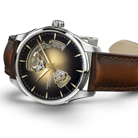 Orologio Hamilton Jazzmaster Open Heart cinturino marrone 40mm MISURA UNICA