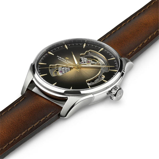 Orologio Hamilton Jazzmaster Open Heart cinturino marrone 40mm MISURA UNICA