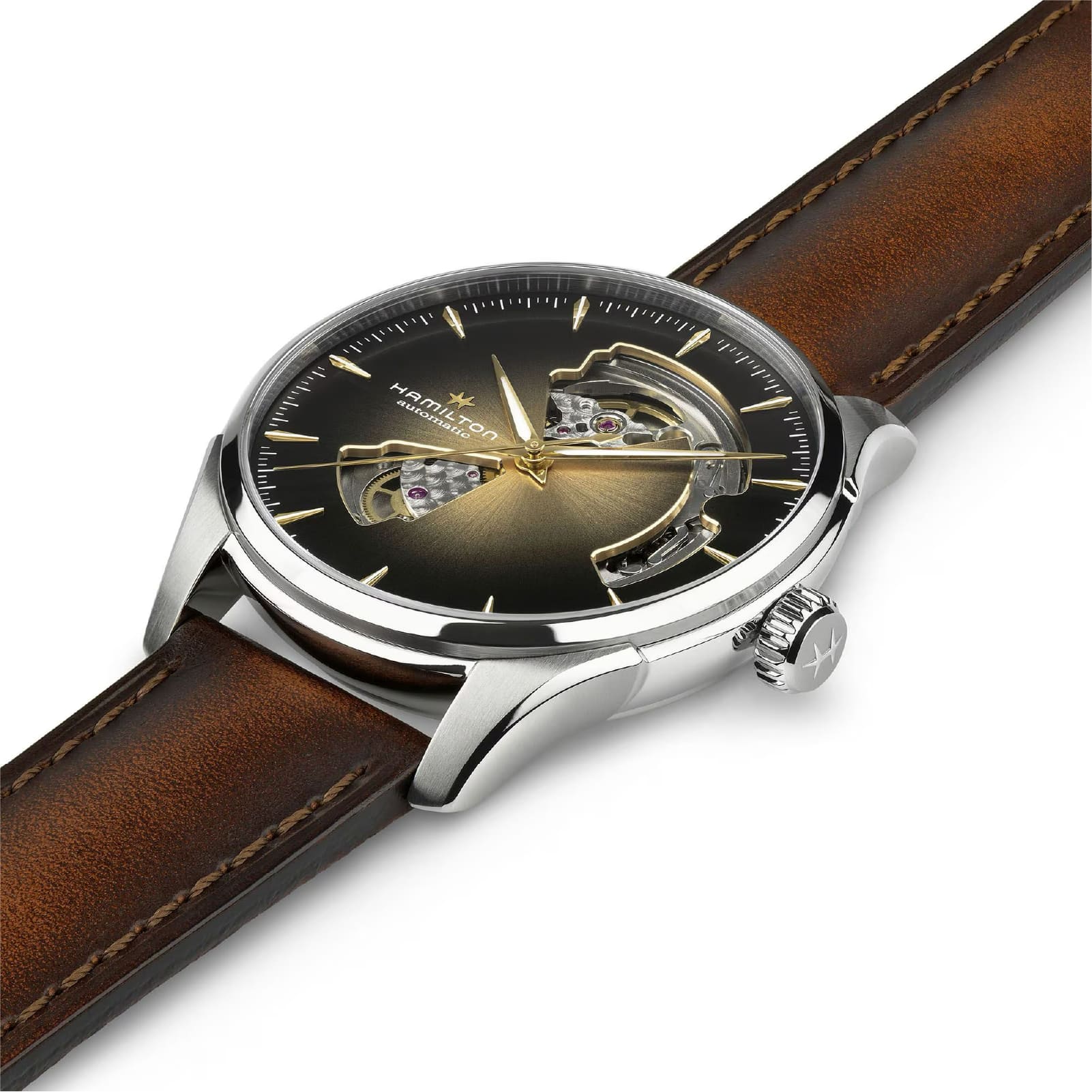 Orologio Hamilton Jazzmaster Open Heart cinturino marrone 40mm MISURA UNICA