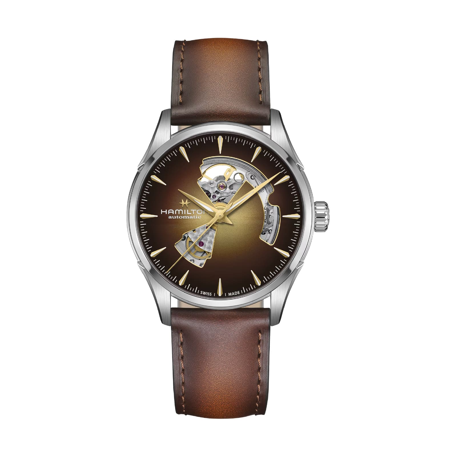 Orologio Hamilton Jazzmaster Open Heart cinturino pelle 42mm MISURA UNICA