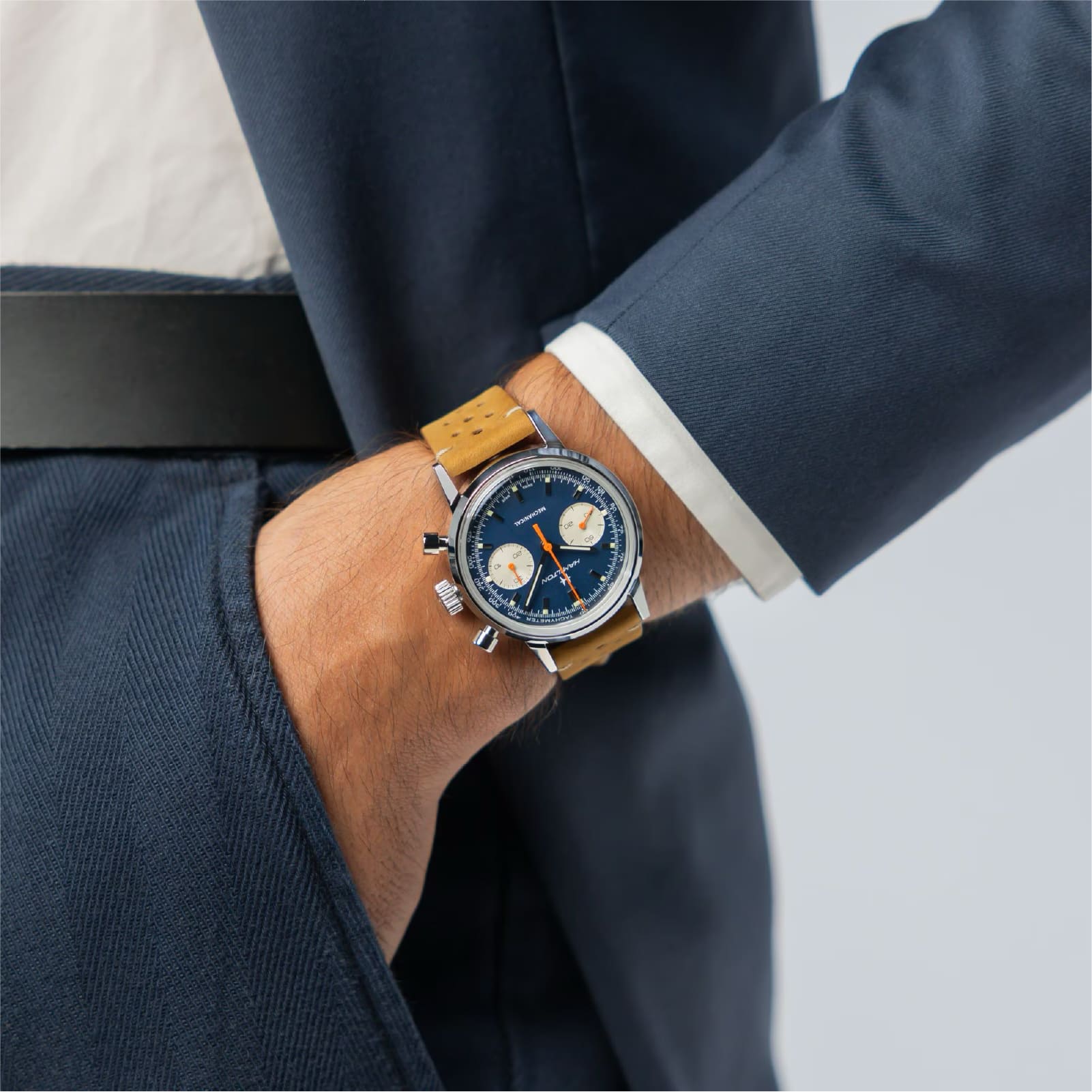 Orologio crono Hamilton American Classic Intra-Matic blu 40mm MISURA UNICA