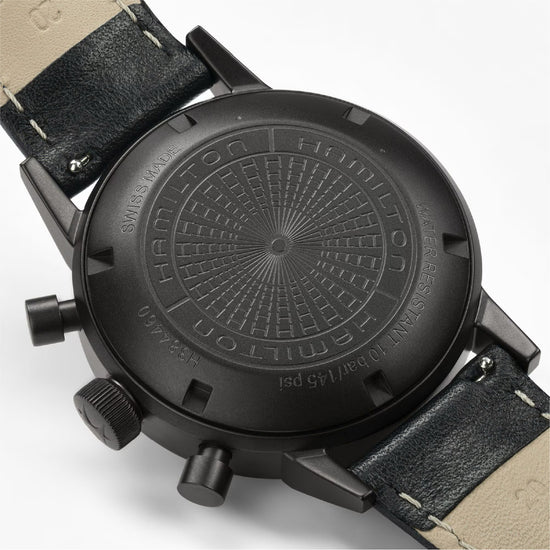 Orologio cronografo uomo Hamilton acciaio e pelle nero e giallo MISURA UNICA