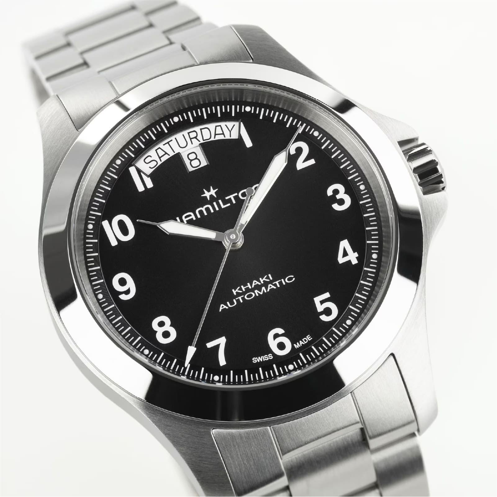 Orologio Hamilton Khaki Field King Day Date quadrante nero MISURA UNICA