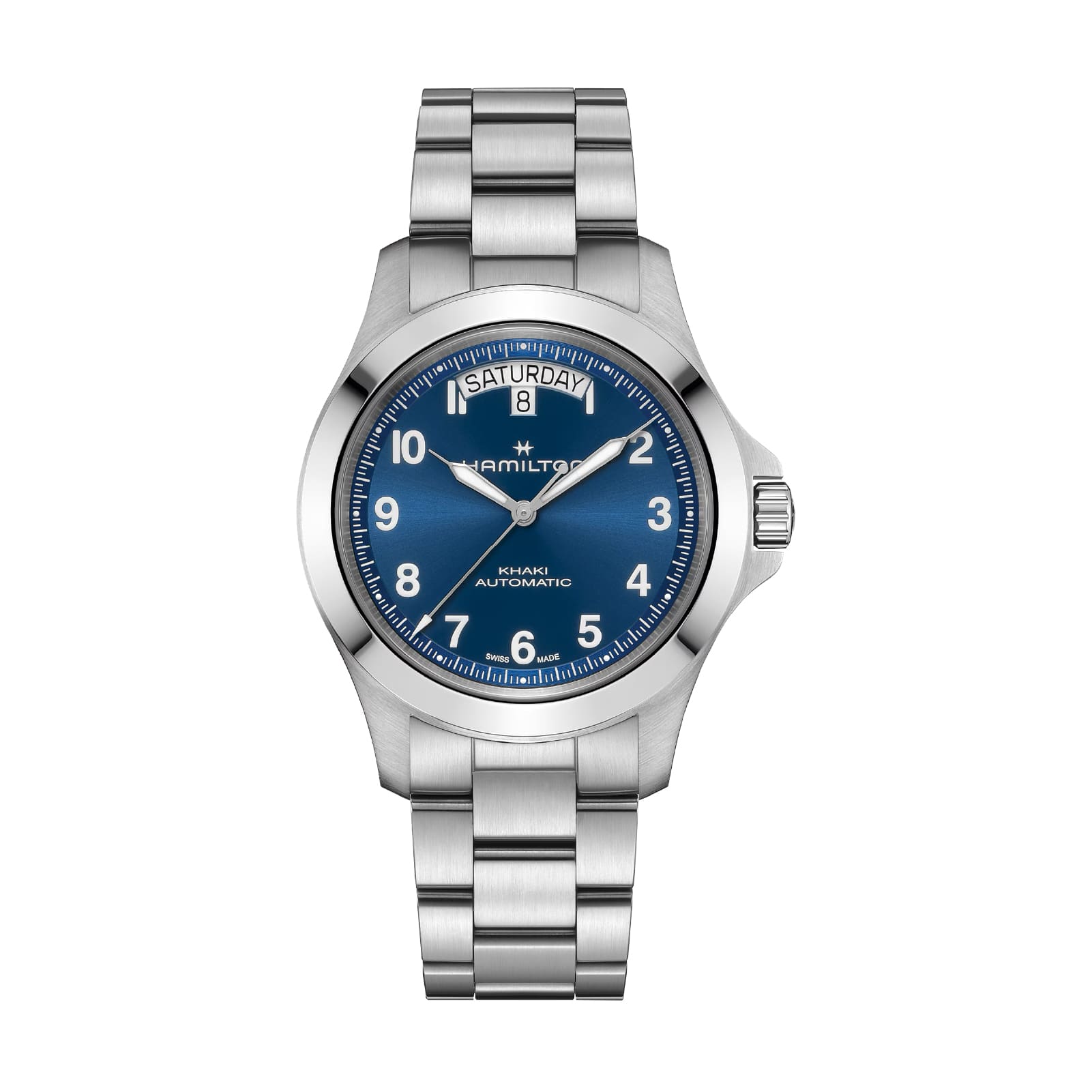 Orologio Hamilton Khaki Field King Day Date quadrante blu MISURA UNICA