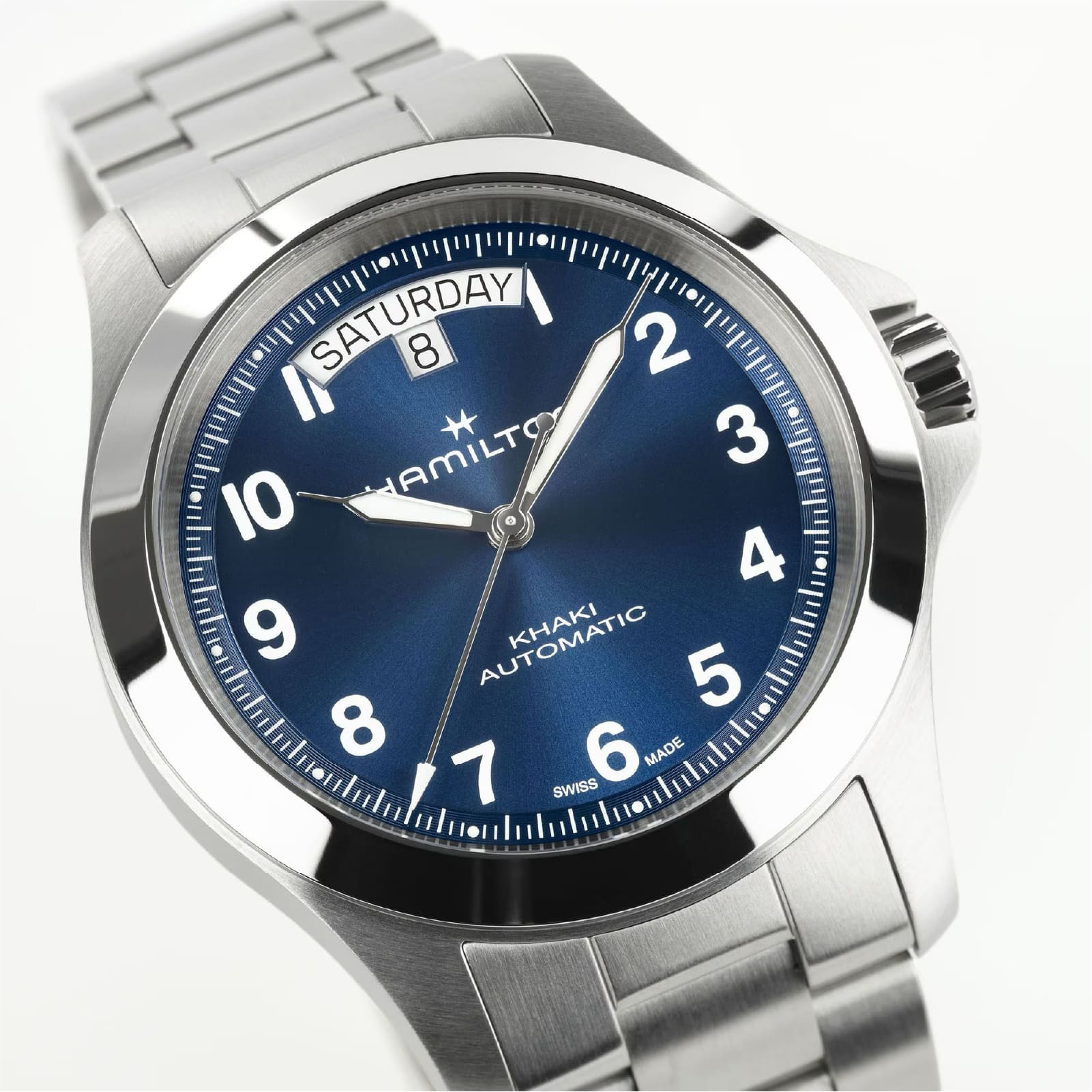 Orologio Hamilton Khaki Field King Day Date quadrante blu MISURA UNICA