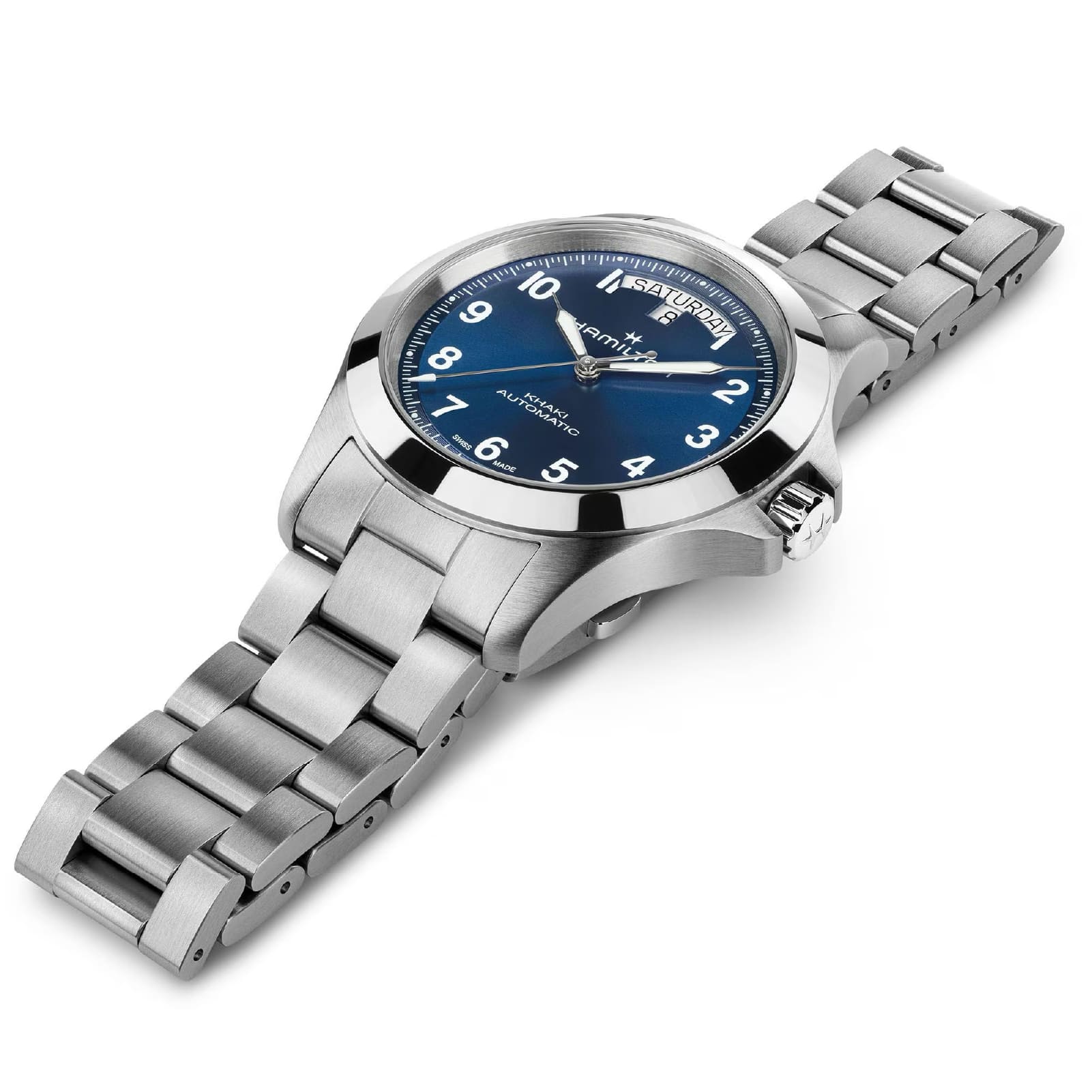 Orologio Hamilton Khaki Field King Day Date quadrante blu MISURA UNICA