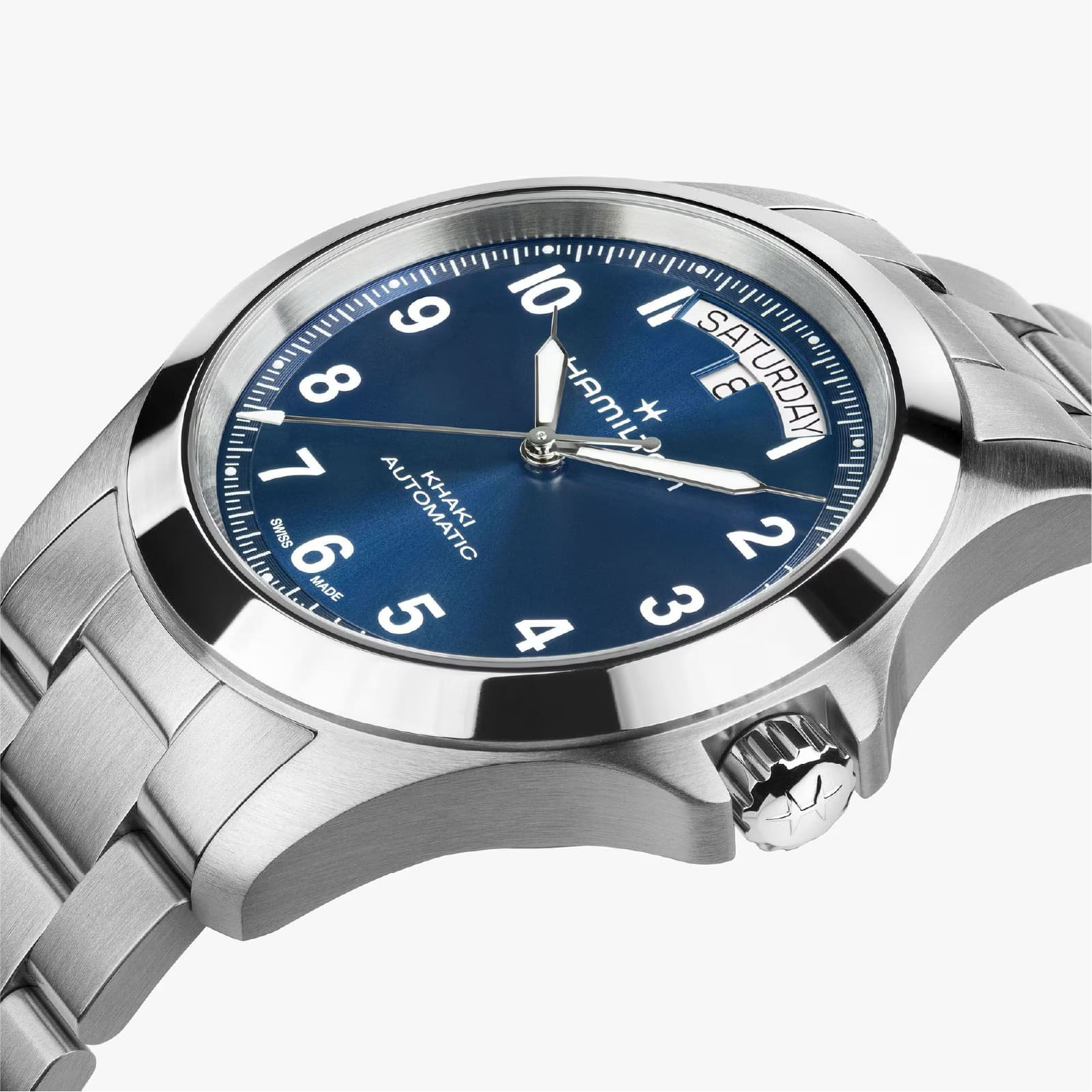 Orologio Hamilton Khaki Field King Day Date quadrante blu MISURA UNICA