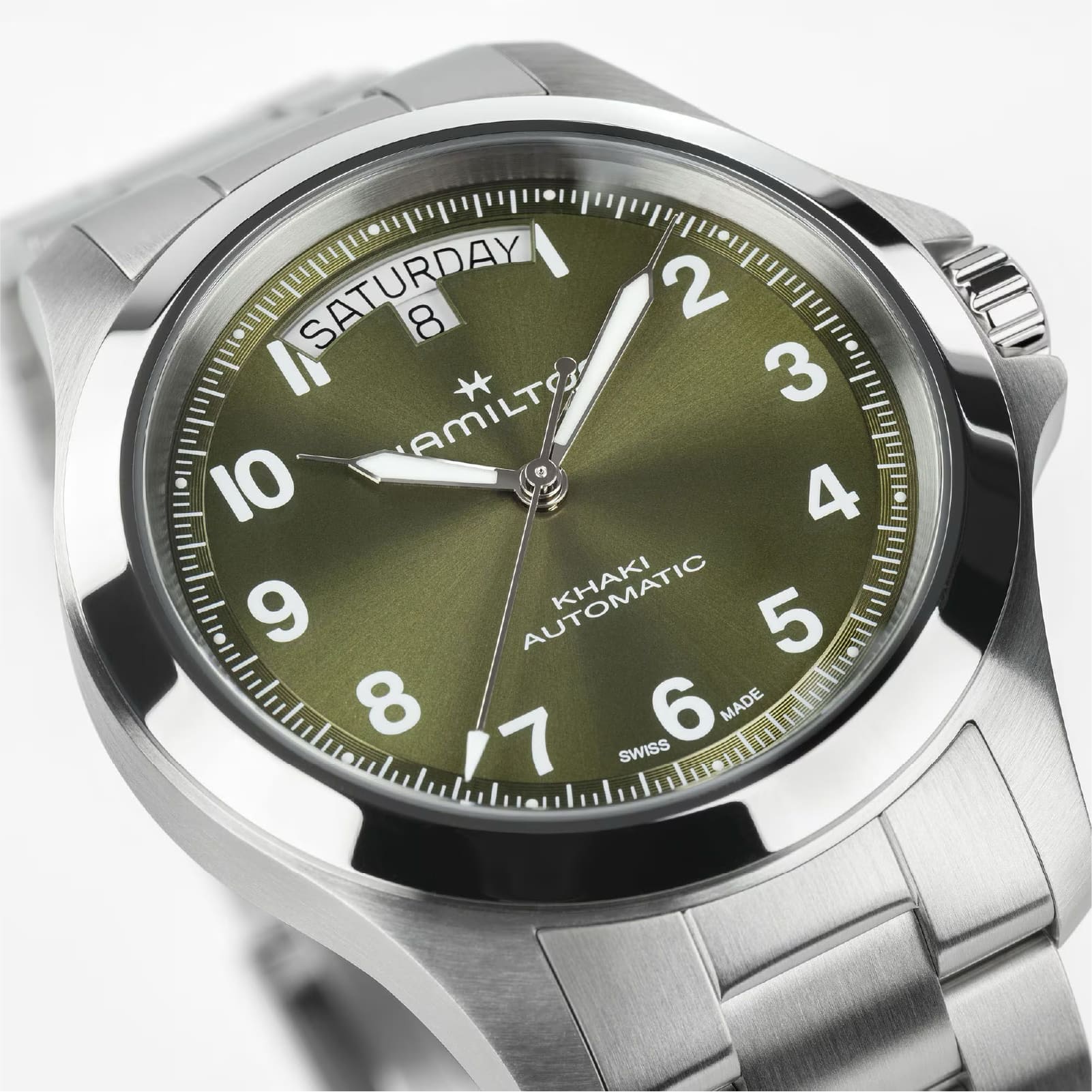 Orologio Hamilton Khaki Field King Day Date quadrante verde MISURA UNICA