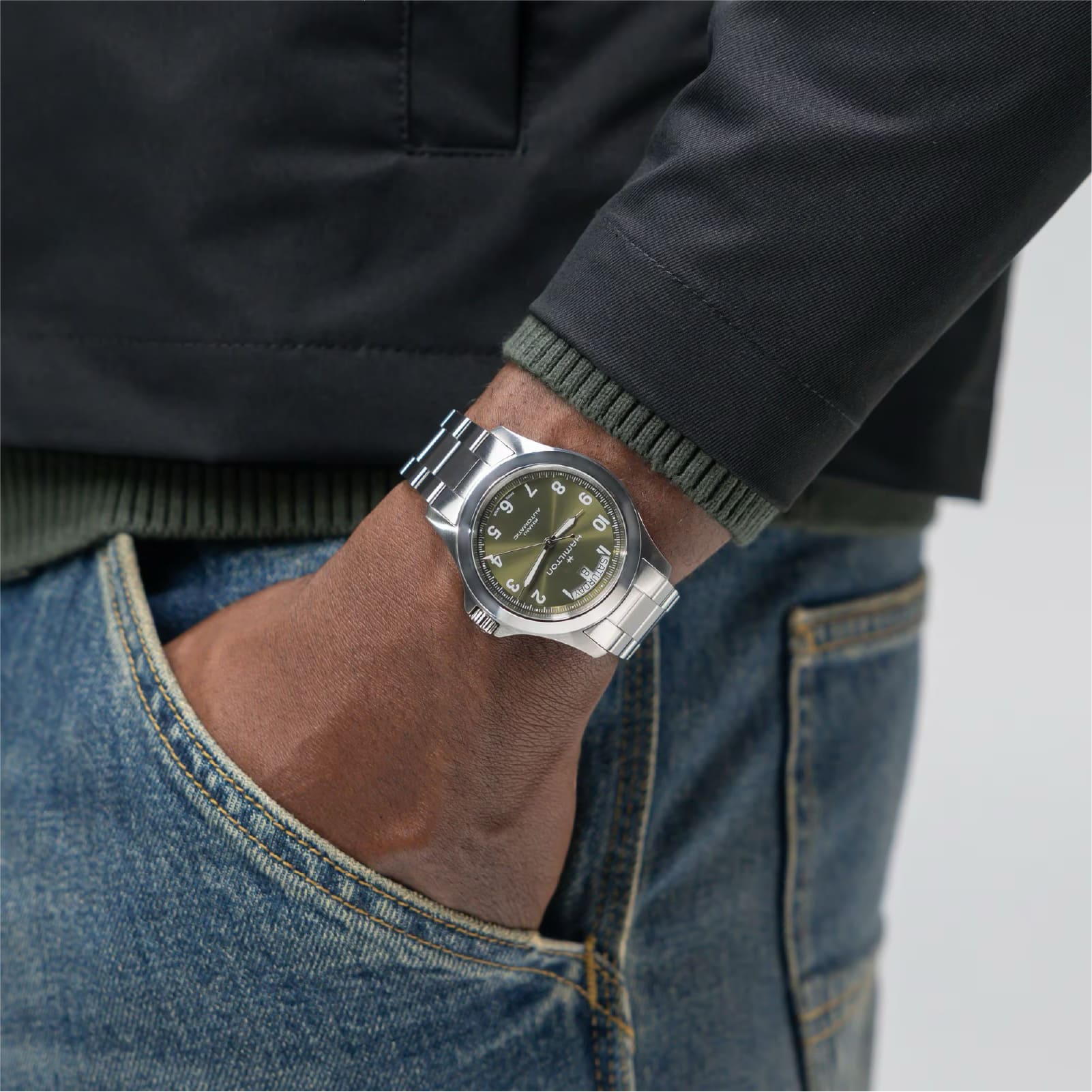 Orologio Hamilton Khaki Field King Day Date quadrante verde MISURA UNICA