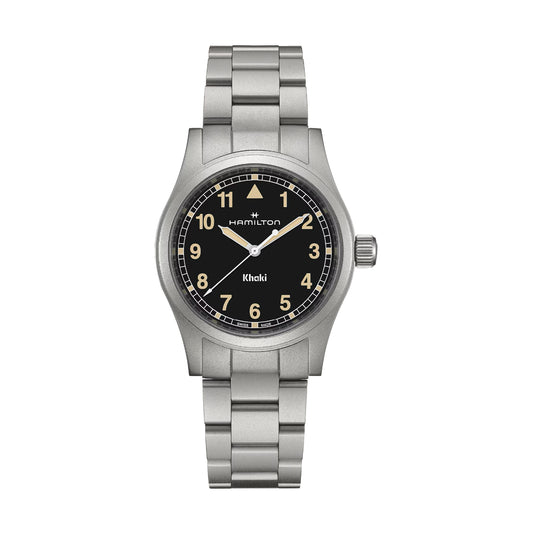 Orologio solo tempo uomo Hamilton in acciaio quadrante nero MISURA UNICA