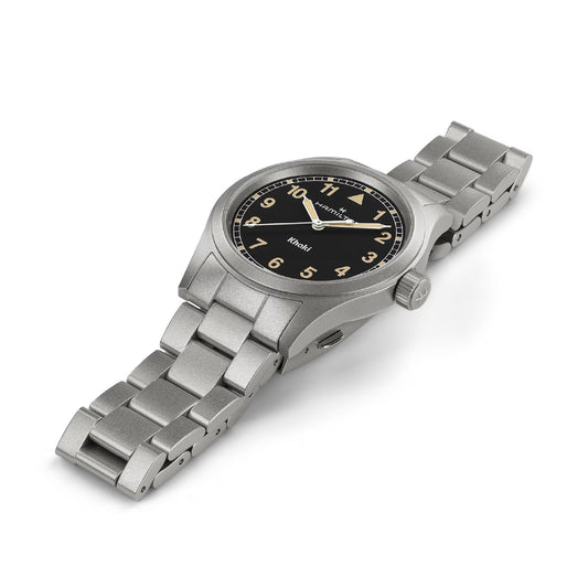 Orologio solo tempo uomo Hamilton in acciaio quadrante nero MISURA UNICA
