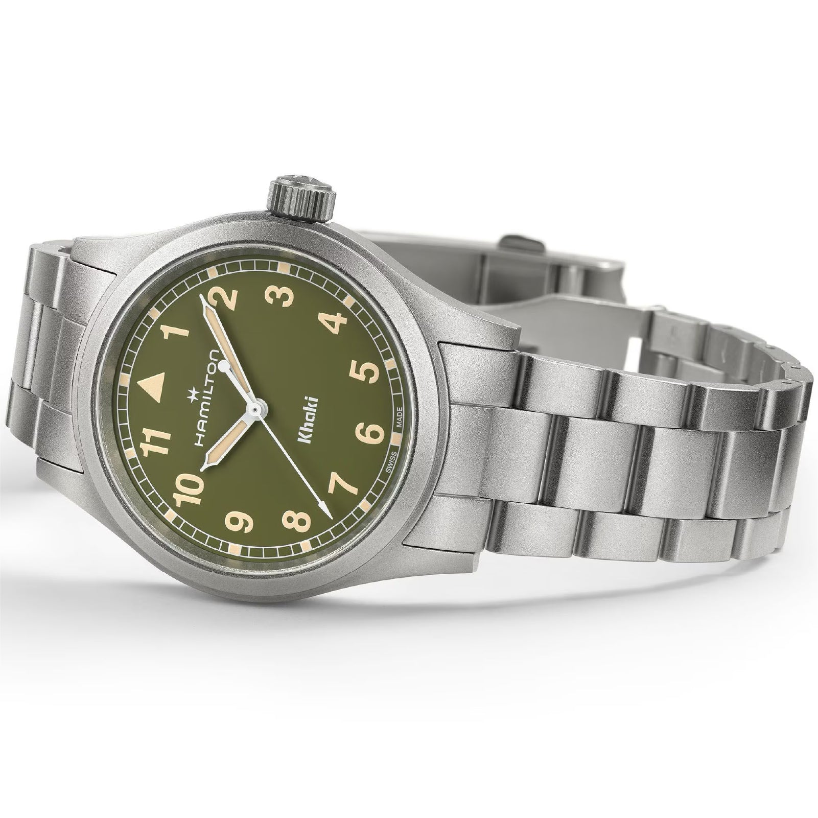 Orologio solo tempo uomo Hamilton in acciaio quadrante verde MISURA UNICA