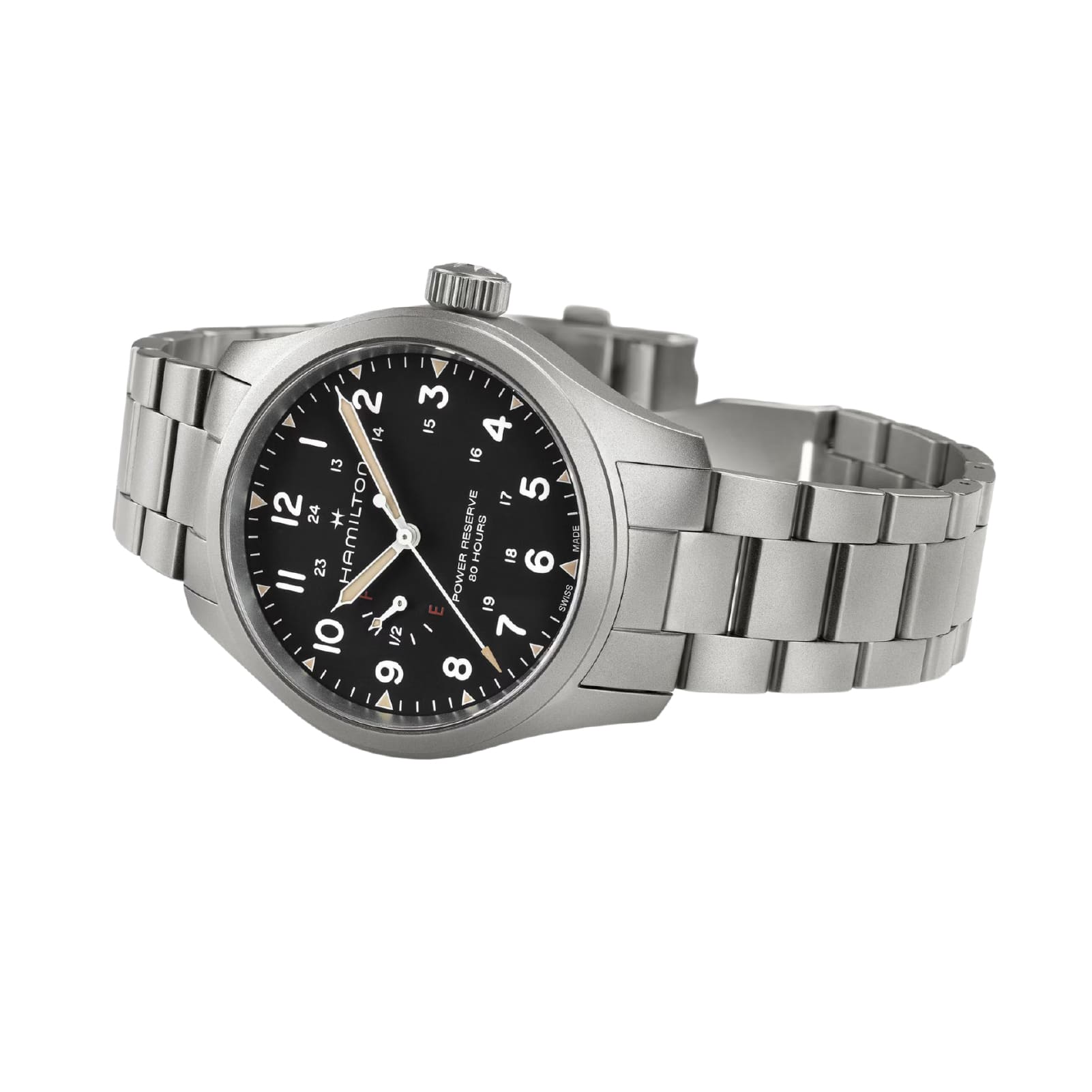 Orologio Hamilton Khaki Field uomo in acciaio quadrante nero MISURA UNICA