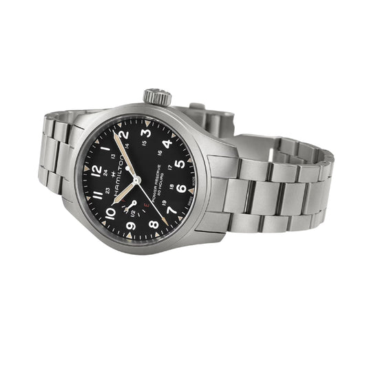 Orologio Hamilton Khaki Field uomo in acciaio quadrante nero MISURA UNICA