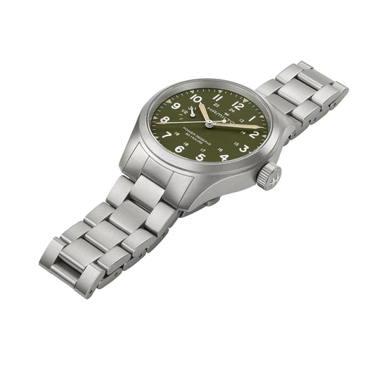 Orologio solo tempo Hamilton Khaki Field in acciaio e verde MISURA UNICA
