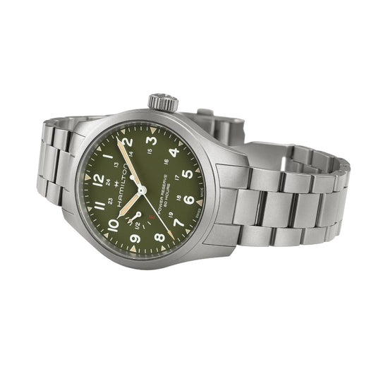 Orologio solo tempo Hamilton Khaki Field in acciaio e verde MISURA UNICA