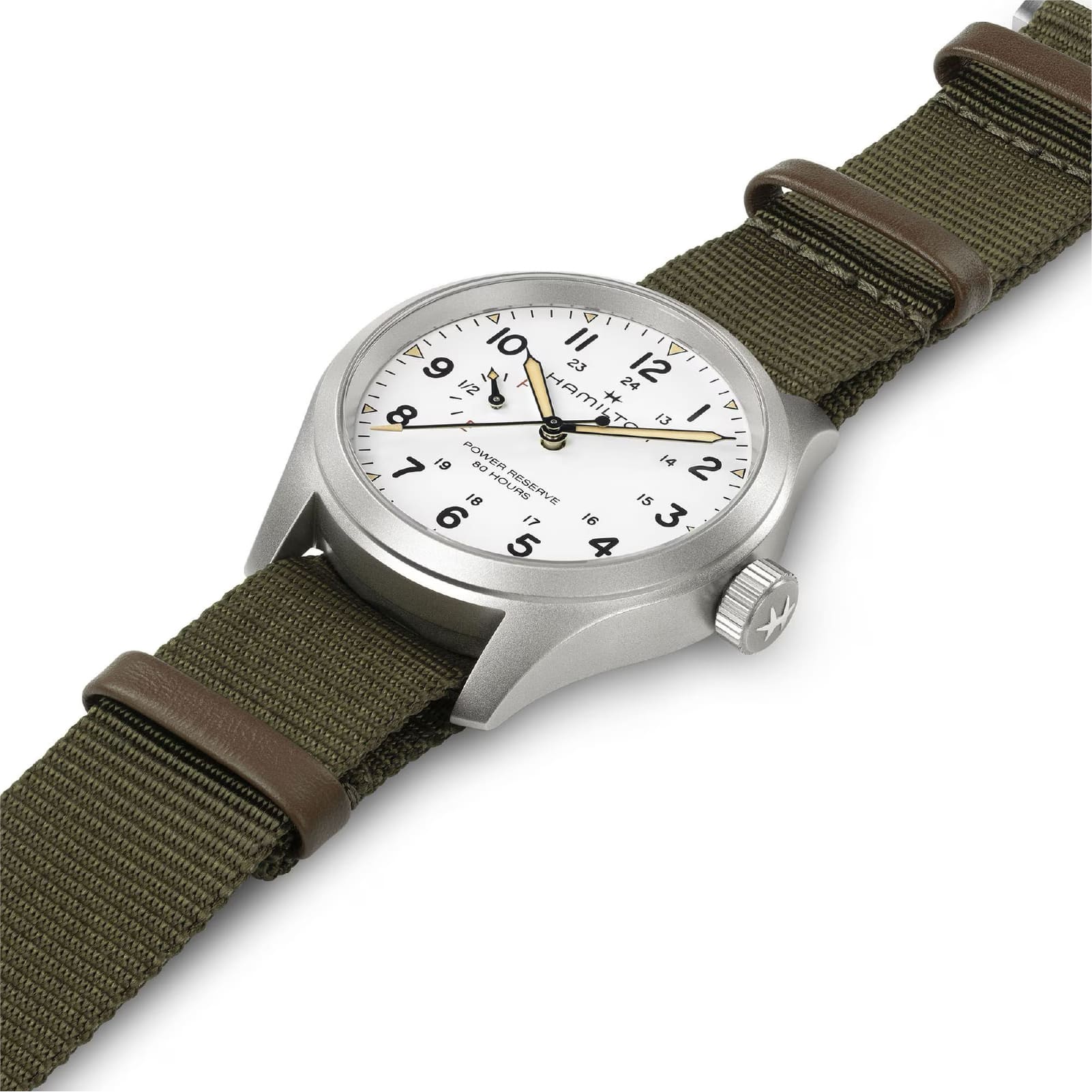 Orologio Hamilton Khaki Field uomo in acciaio e tessuto verde MISURA UNICA