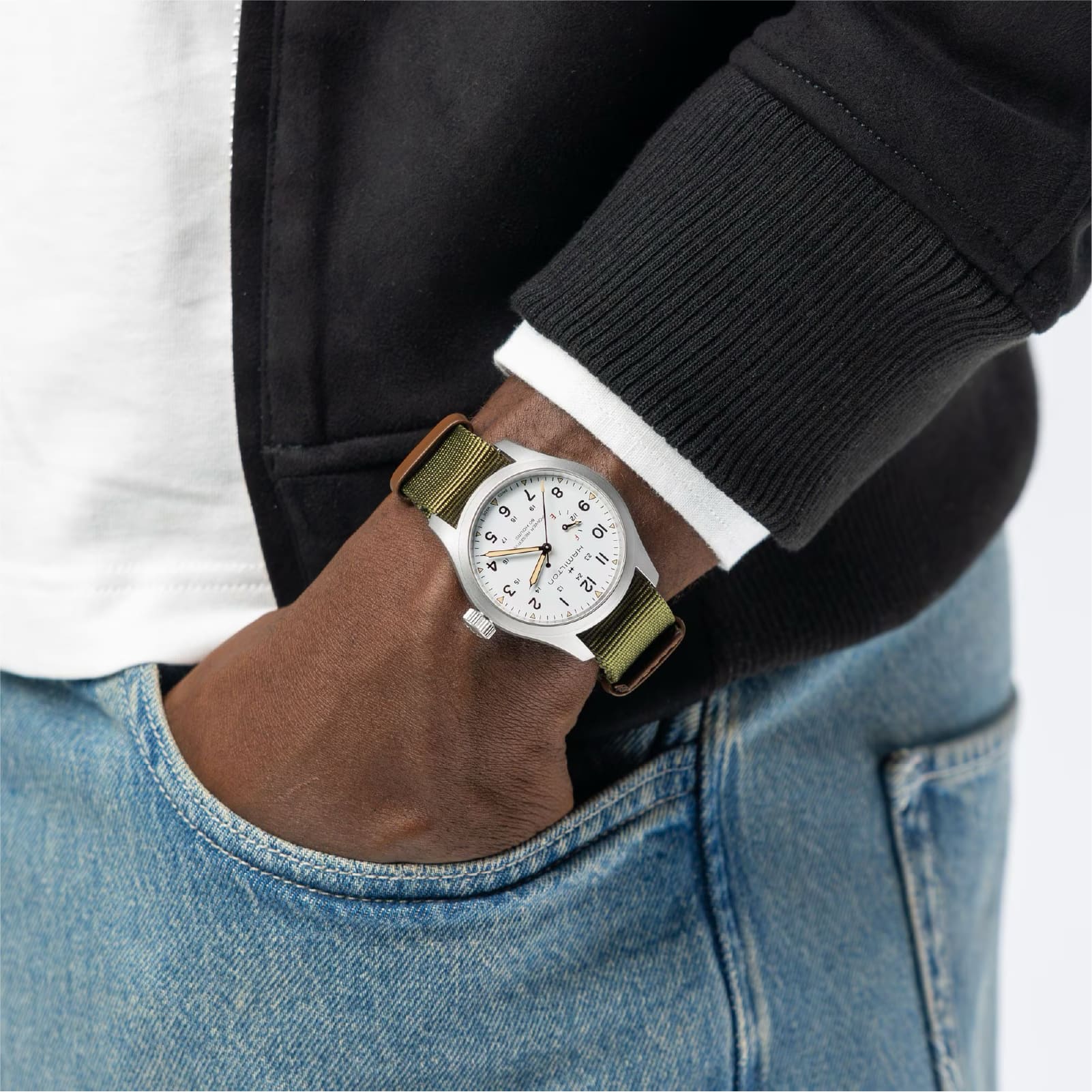 Orologio Hamilton Khaki Field uomo in acciaio e tessuto verde MISURA UNICA