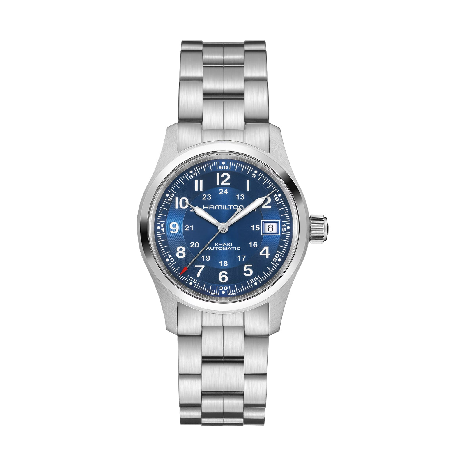 Orologio automatico da uomo Hamilton in acciaio quadrante blu MISURA UNICA