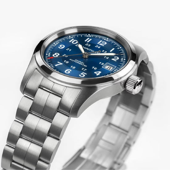 Orologio automatico da uomo Hamilton in acciaio quadrante blu MISURA UNICA