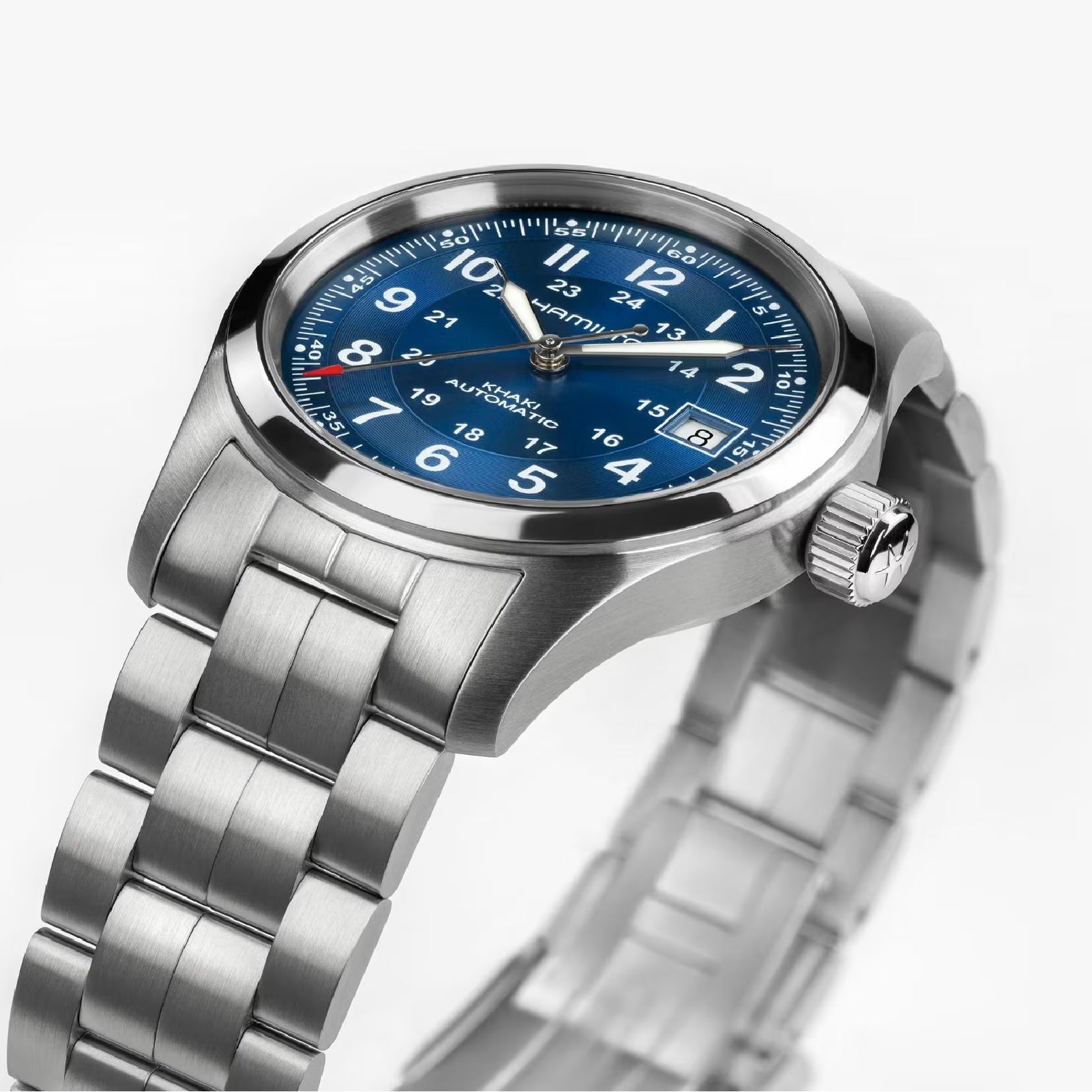 Orologio automatico da uomo Hamilton in acciaio quadrante blu MISURA UNICA