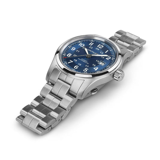 Orologio automatico da uomo Hamilton in acciaio quadrante blu MISURA UNICA