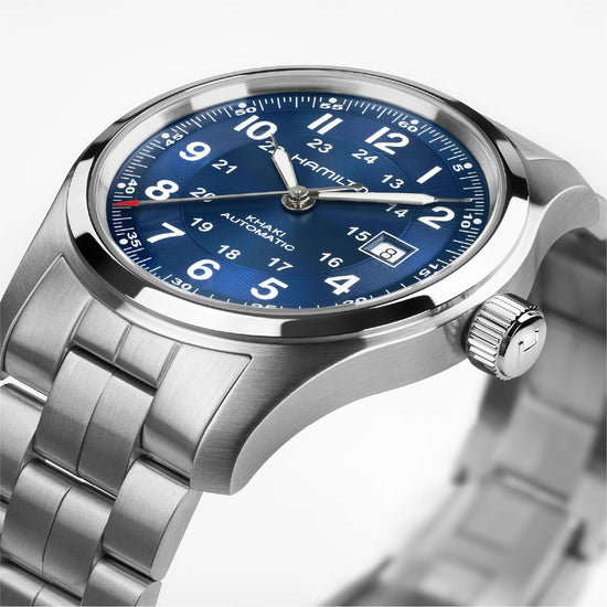 Orologio automatico da uomo Hamilton in acciaio quadrante blu MISURA UNICA